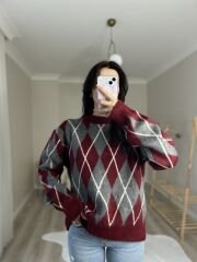 MOSSİ BAKLAVA DİLİMKİ KAZAK - BORDO