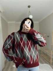 MOSSİ BAKLAVA DİLİMKİ KAZAK - BORDO