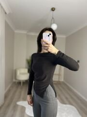 DRAPELİ BLUZ - ACI KAHVE