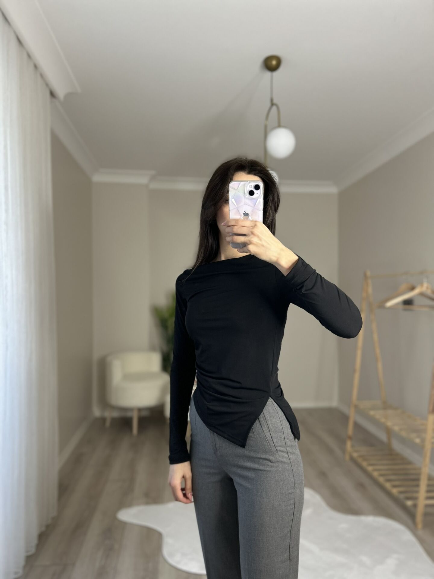 DRAPELİ BLUZ - SİYAH