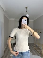PREMİUM KISA KOL TRİKO - KREM