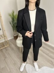 KAŞE KUMAŞ CEKET - SİYAH