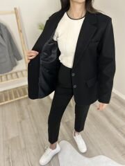 KAŞE KUMAŞ CEKET - SİYAH