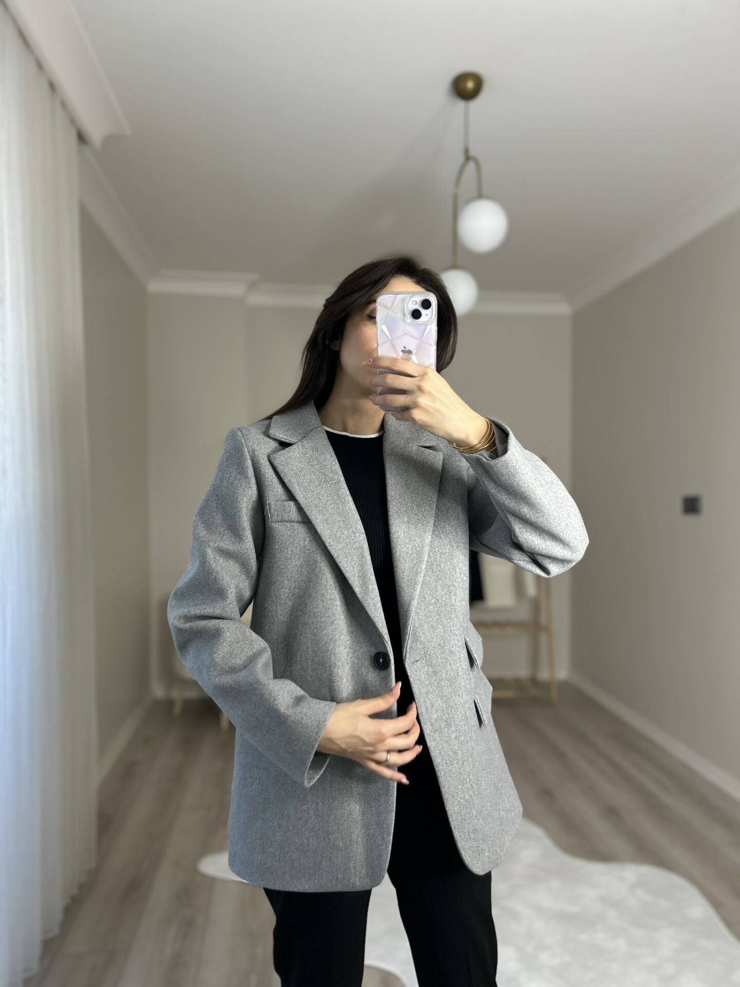 KAŞE KUMAŞ CEKET - GRİ