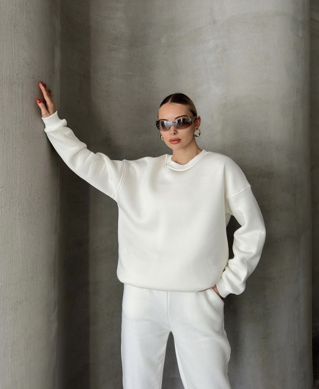 ŞARDONLU EŞOFMAN TAKIMI - BEYAZ