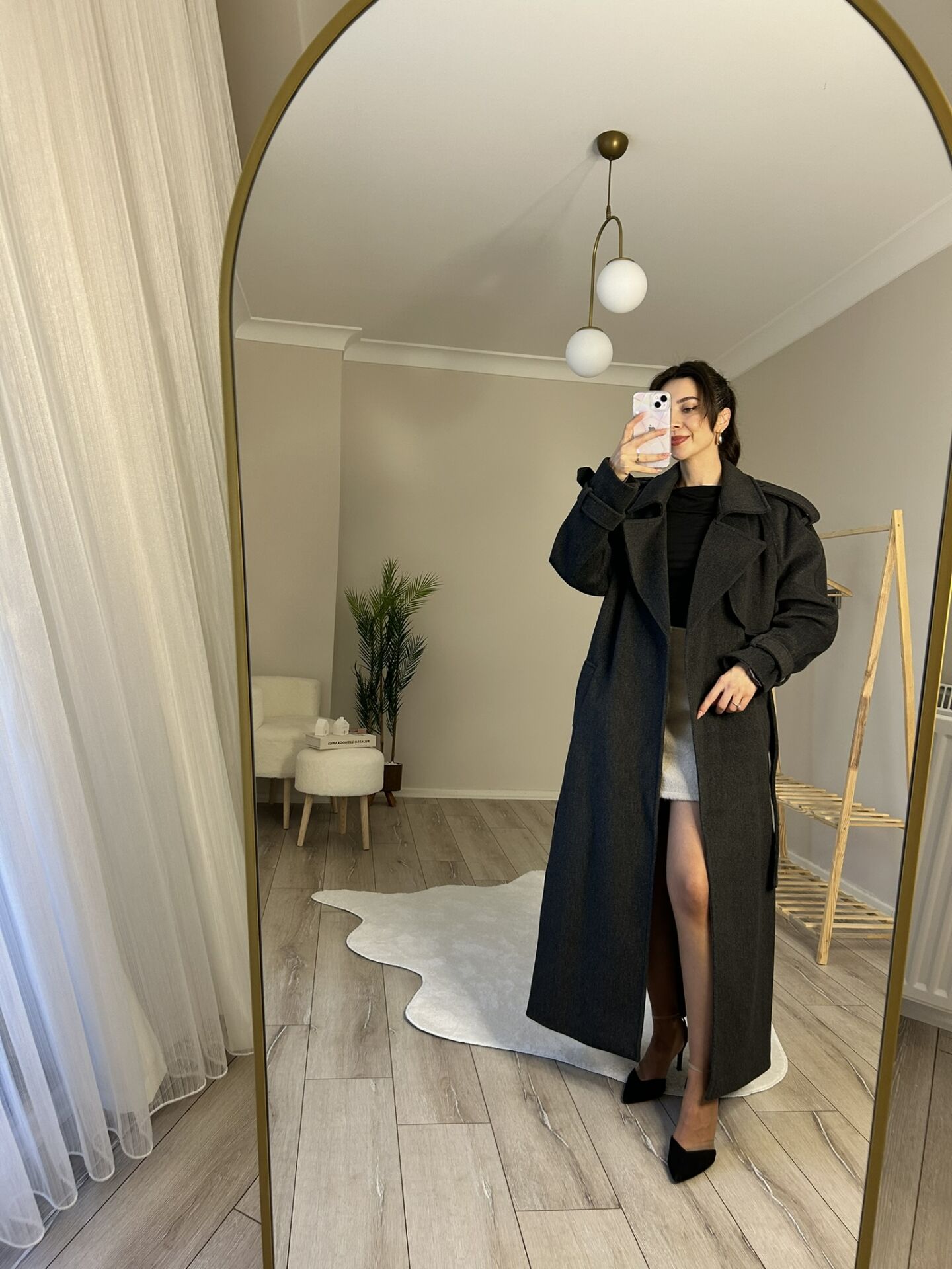 İÇİ ASTARLI BAĞLAMALI KAŞE KABAN - ANTRASİT