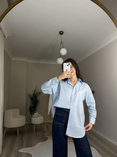 MOSSİ OVERSİZE GÖMLEK - MAVİ