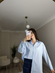 MOSSİ OVERSİZE GÖMLEK - MAVİ