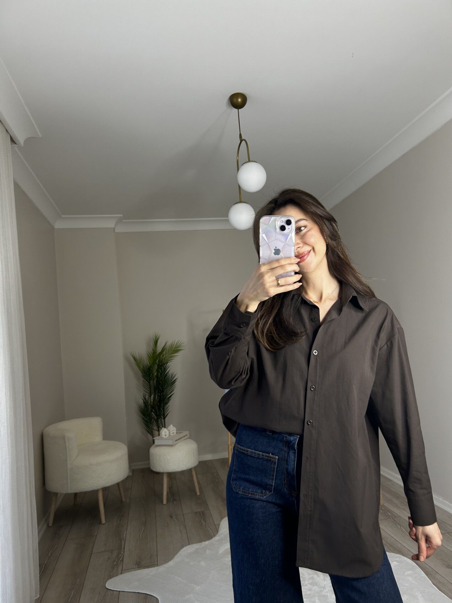 MOSSİ OVERSİZE GÖMLEK - ACI KAHVE