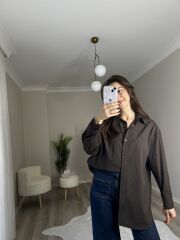 MOSSİ OVERSİZE GÖMLEK - ACI KAHVE