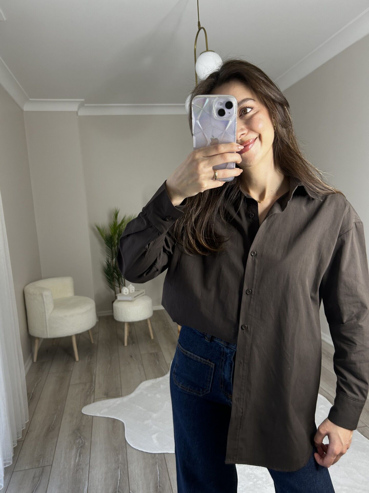 MOSSİ OVERSİZE GÖMLEK - ACI KAHVE