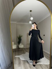 PİLELİ MİDİ ETEK - SİYAH