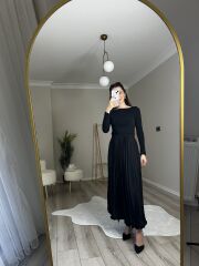 PİLELİ MİDİ ETEK - SİYAH