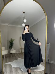 PİLELİ MİDİ ETEK - SİYAH