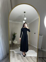 PİLELİ MİDİ ETEK - SİYAH