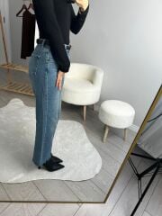 YÜKSEK BEL LİKRALI MOM JEANS
