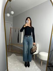 YÜKSEK BEL LİKRALI MOM JEANS