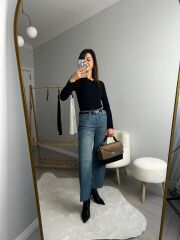 YÜKSEK BEL LİKRALI MOM JEANS