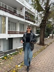 OVERSİZE KESİM BELİ LASTİKLİ DERİ CEKET